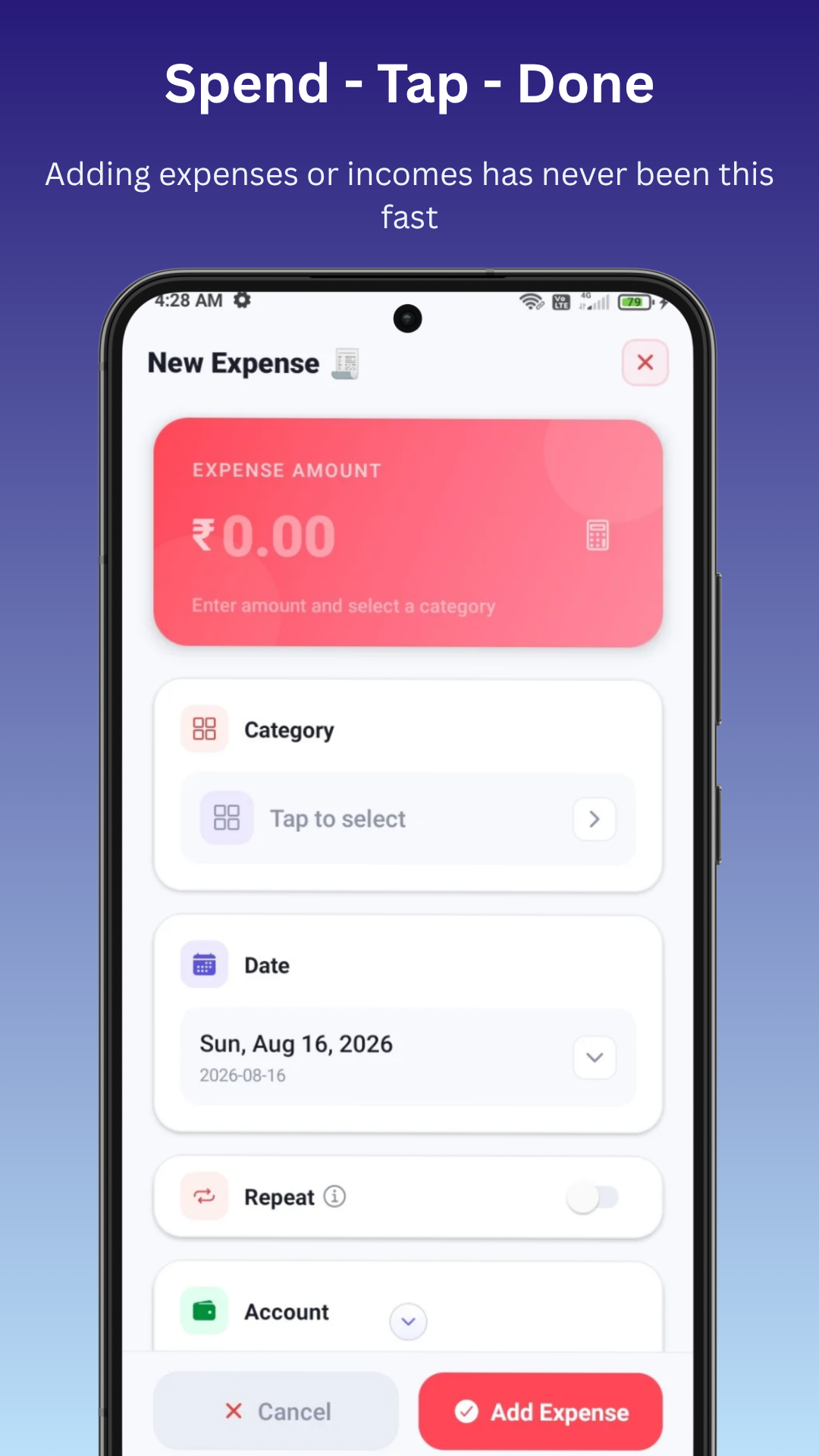 Add expense screen