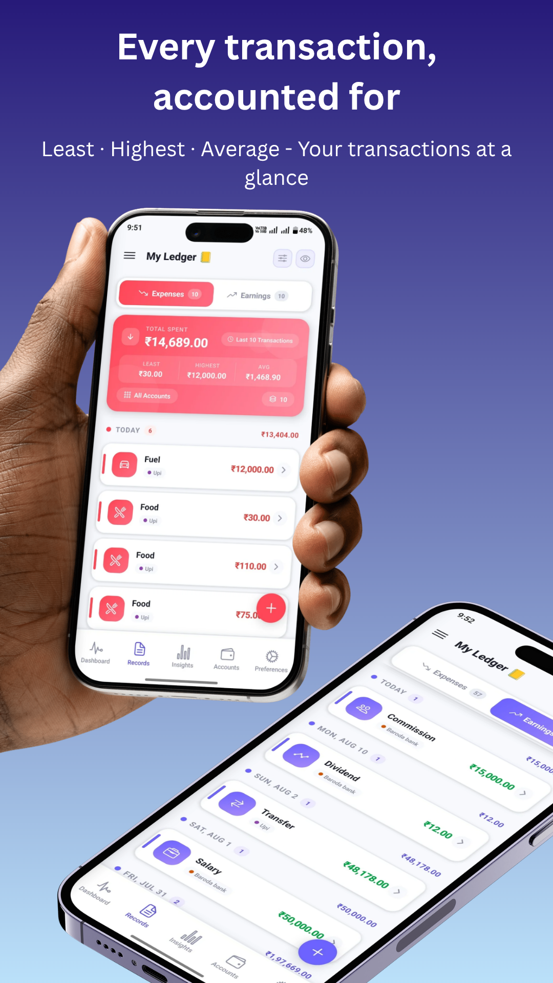 Transactions screen
